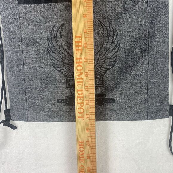 Harley Davidson String Drawstring Backpack Bag Gray Black - Picture 5 of 5